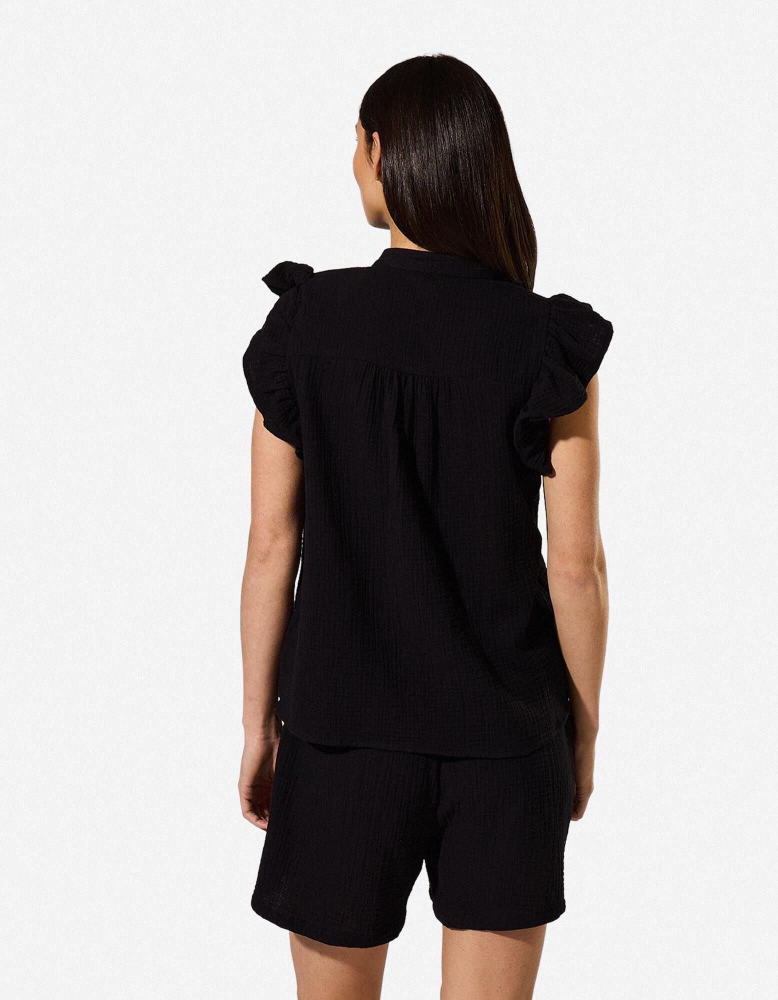 Bluse - einfarbig - Schwarz